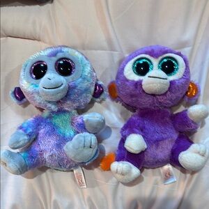 Ty Plush Monkey Duo - Purple and Multicolor